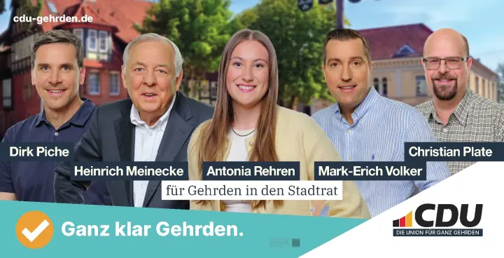 Kampagnenmotiv für Gehrden mit Dirk Piche, Heinrich Meinecke, Antonia Rehren, Mark-Erich Volker und Christian Plate.