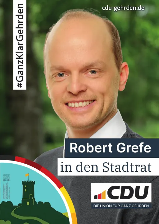 Kandidatenplakat von Robert Grefe aus Gehrden für den Stadtrat.