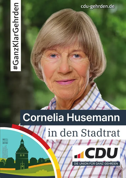 Kandidatenplakat von Cornelia Husemann aus Everloh für den Stadtrat.