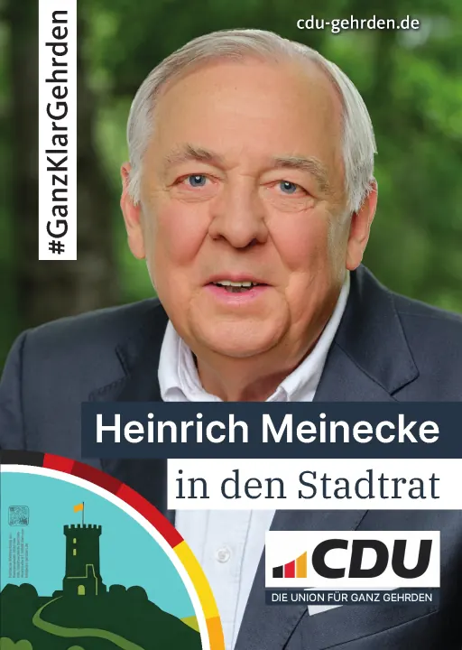 Kandidatenplakat von Heinrich Meinecke aus Gehrden für den Stadtrat.