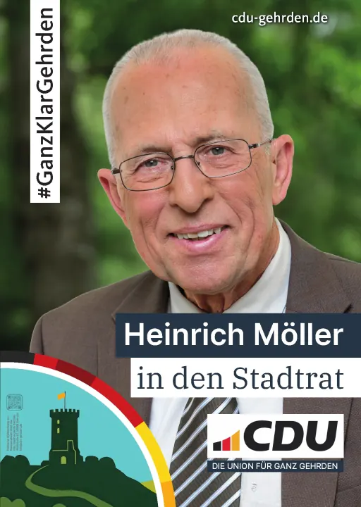 Kandidatenplakat von Heinrich Möller aus Lemmie für den Stadtrat.