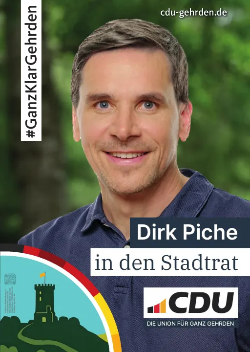 Kandidatenplakat von Dirk Piche aus Gehrden für den Stadtrat.