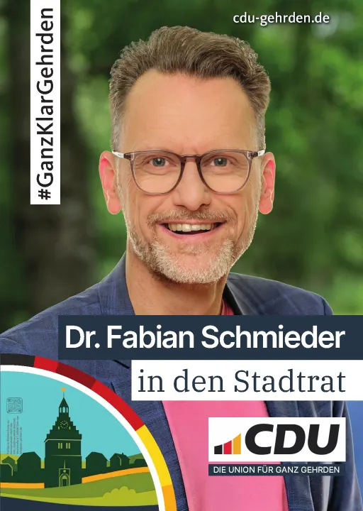 Kandidatenplakat von Dr. Fabian Schmieder aus Everloh für den Stadtrat.