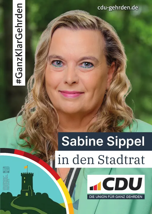 Kandidatenplakat von Sabine Sippel aus Everloh für den Stadtrat.
