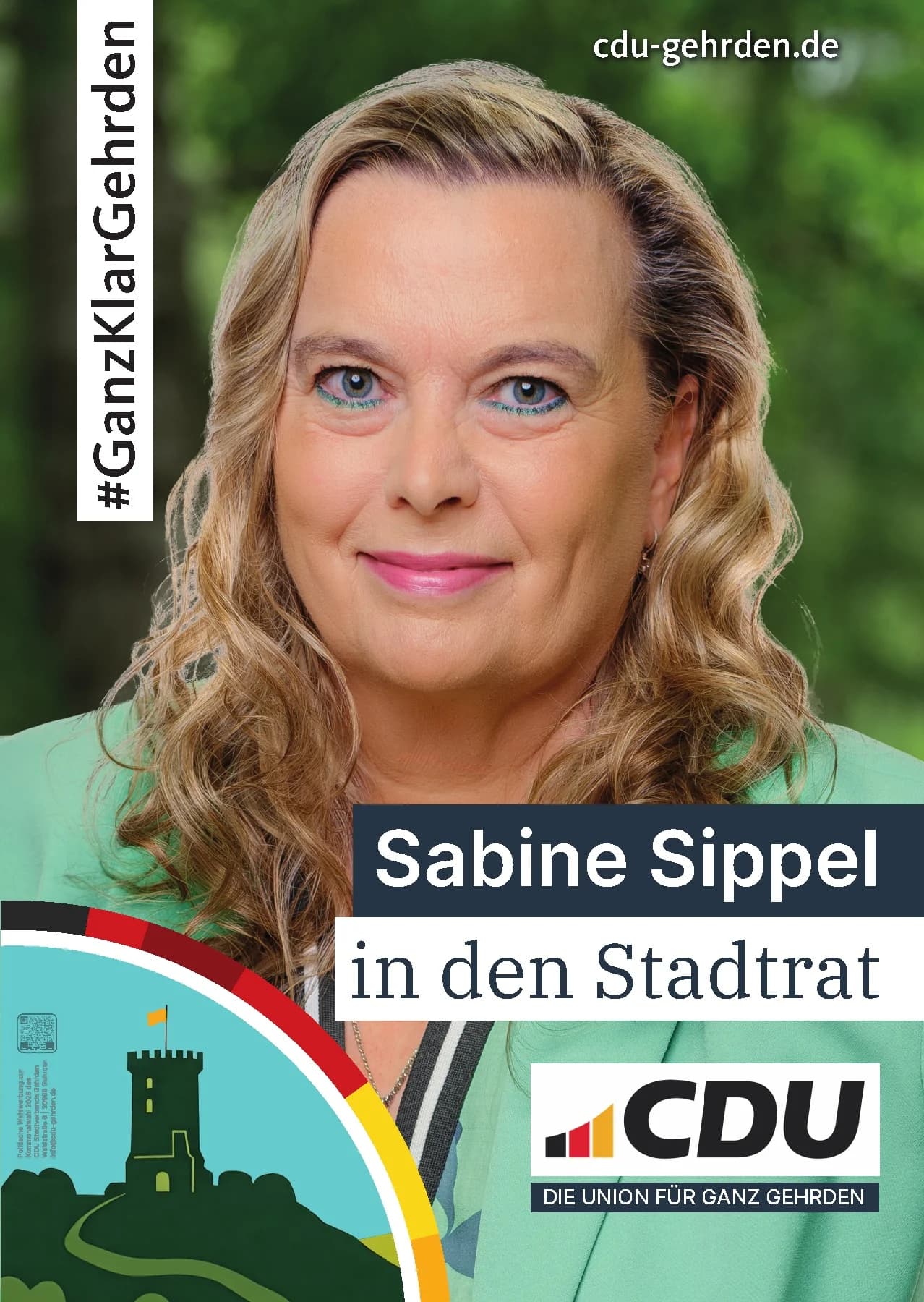 Kandidatenplakat von Sabine Sippel aus Everloh für den Stadtrat.