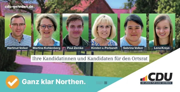 Ortsratsmotiv für Northen mit sechs Kandidatinnen und Kandidaten.