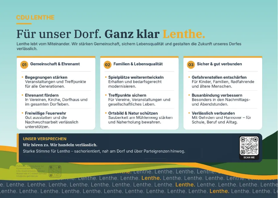 Rückseite des Ortsratsflyers für Lenthe.