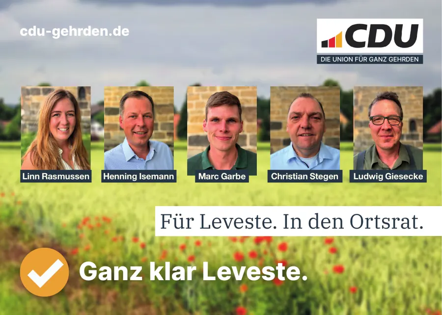 Vorderseite des Ortsratsflyers für Leveste.