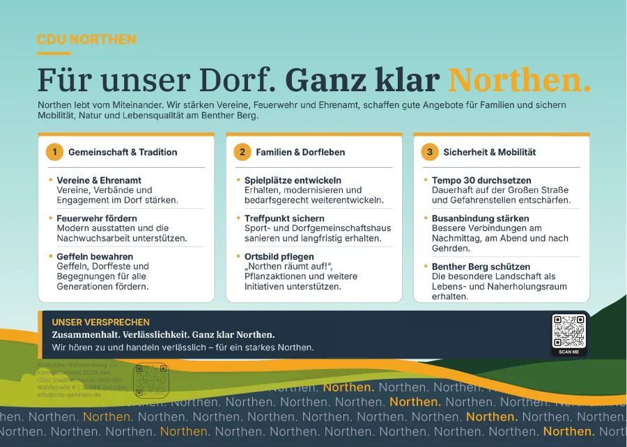 Rückseite des Ortsratsflyers für Northen.